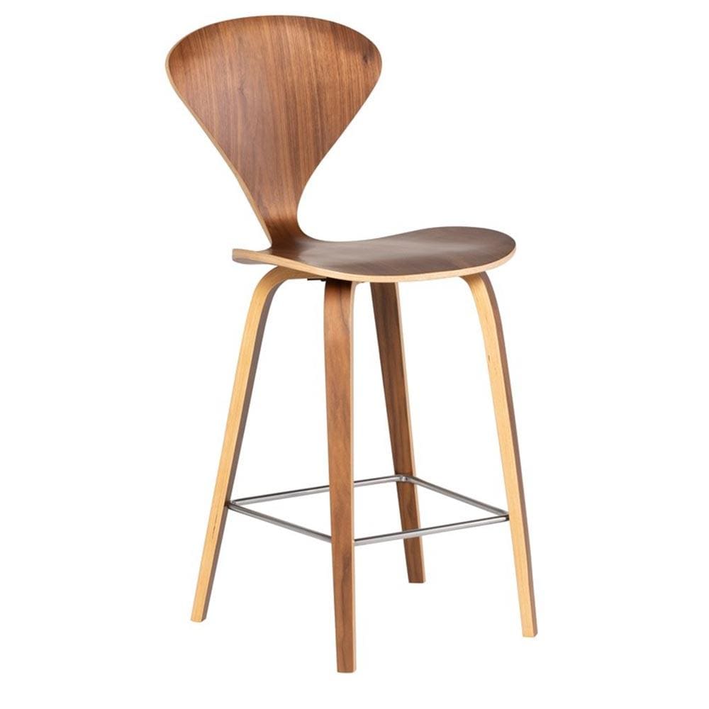 Nuevo Cherner, tabouret de comptoir, en placage de bois, noyer