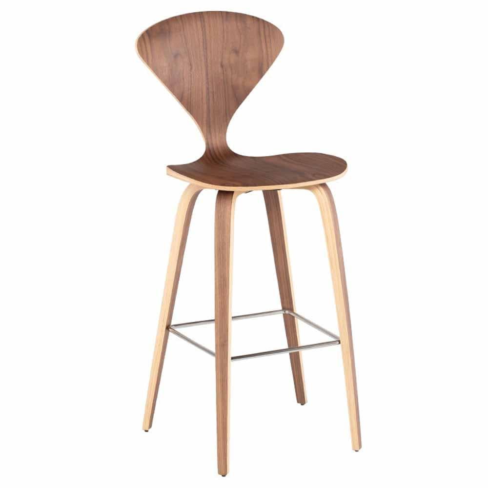 Nuevo Cherner, tabouret de bar, en placage de bois, noyer