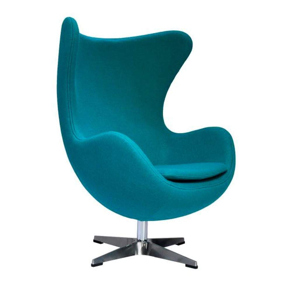 Reproduction Egg, fauteuil, en métal et tissu, teal