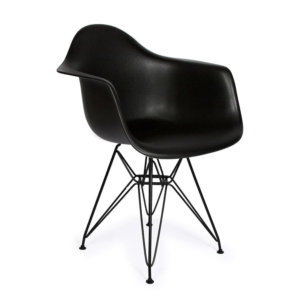 Reproduction Eiffel DAR, chaise à dîner, en polypropylène et métal, DAR noir, métal noir