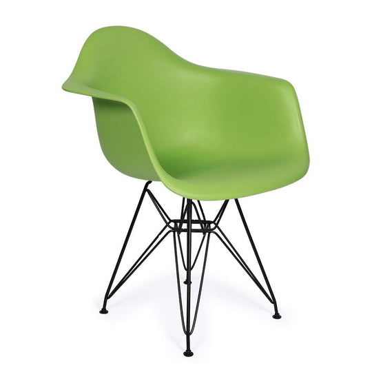 Reproduction Eiffel DAR, chaise à dîner, en polypropylène et métal, vert lime, métal noir