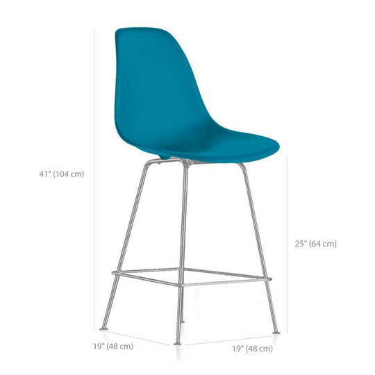 Reproduction Eiffel DFHCX, tabouret de comptoir, en polypropylène et métal, dimensions