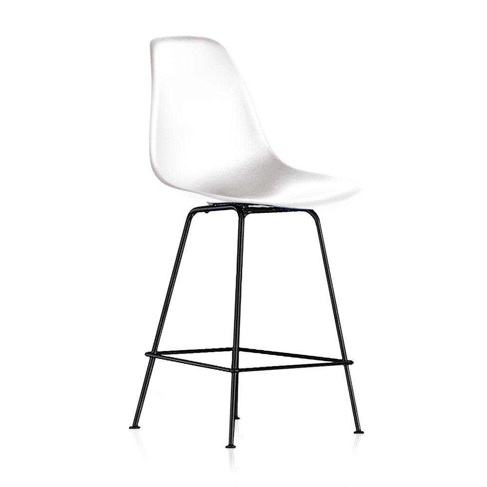 Reproduction Eiffel DFHCX, tabouret de comptoir, en polypropylène et métal,  blanc, métal noir