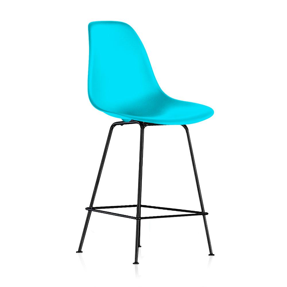 Reproduction Eiffel DFHCX, tabouret de comptoir, en polypropylène et métal,  bleu aqua, métal noir