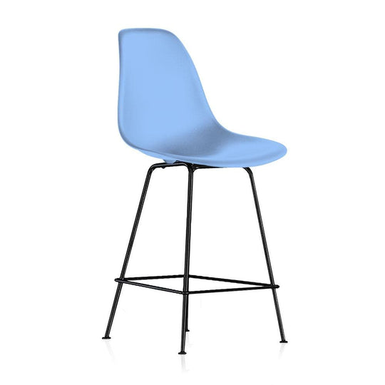 Reproduction Eiffel DFHCX, tabouret de comptoir, en polypropylène et métal,  bleu lavande, métal noir