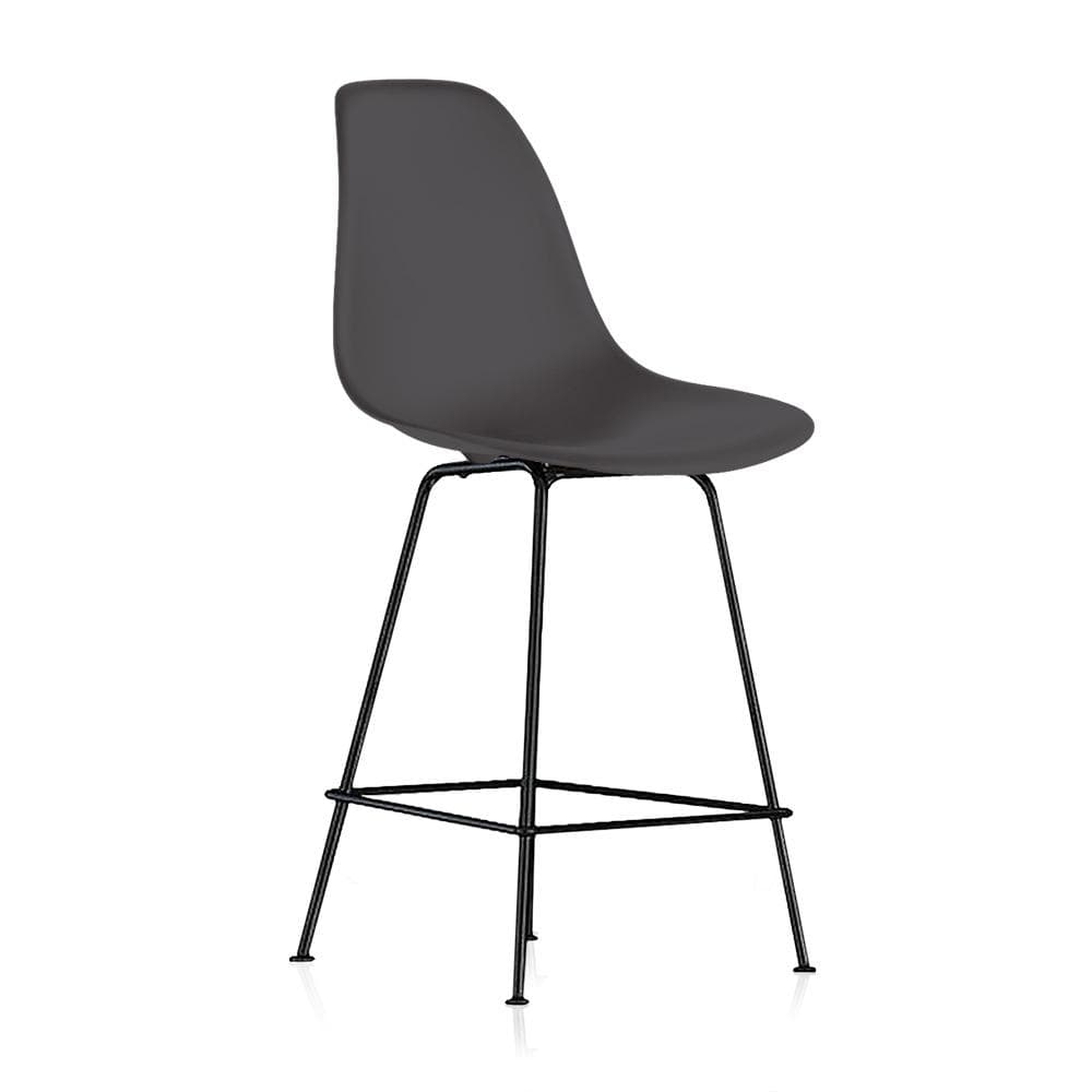 Reproduction Eiffel DFHCX, tabouret de comptoir, en polypropylène et métal,  gris foncé, métal noir