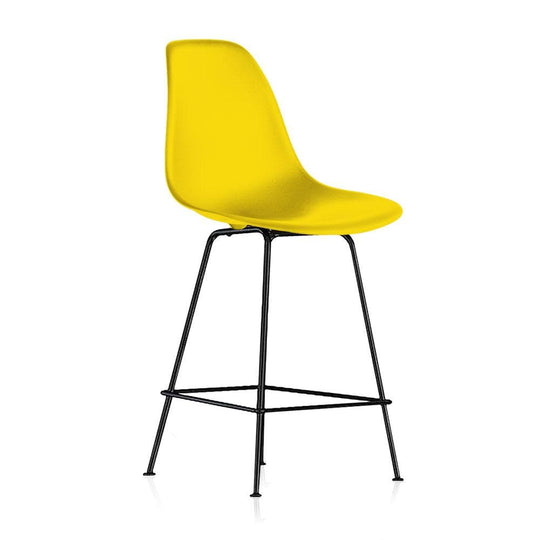 Reproduction Eiffel DFHCX, tabouret de comptoir, en polypropylène et métal,  jaune, métal noir