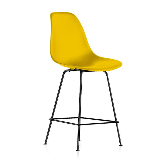 Reproduction Eiffel DFHCX, tabouret de comptoir, en polypropylène et métal,  jaune moutarde, métal noir