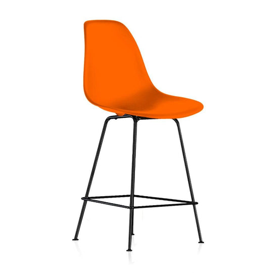 Reproduction Eiffel DFHCX, tabouret de comptoir, en polypropylène et métal,  orange, métal noir