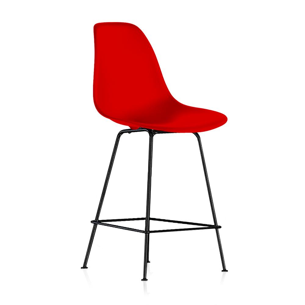 Reproduction Eiffel DFHCX, tabouret de comptoir, en polypropylène et métal,  rouge, métal noir