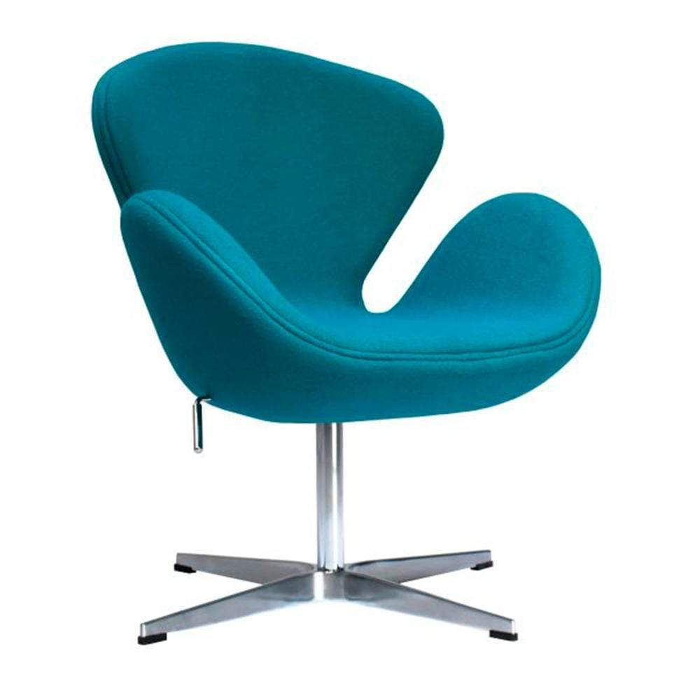 Reproduction Swan, fauteuil, en laine et aluminium, teal