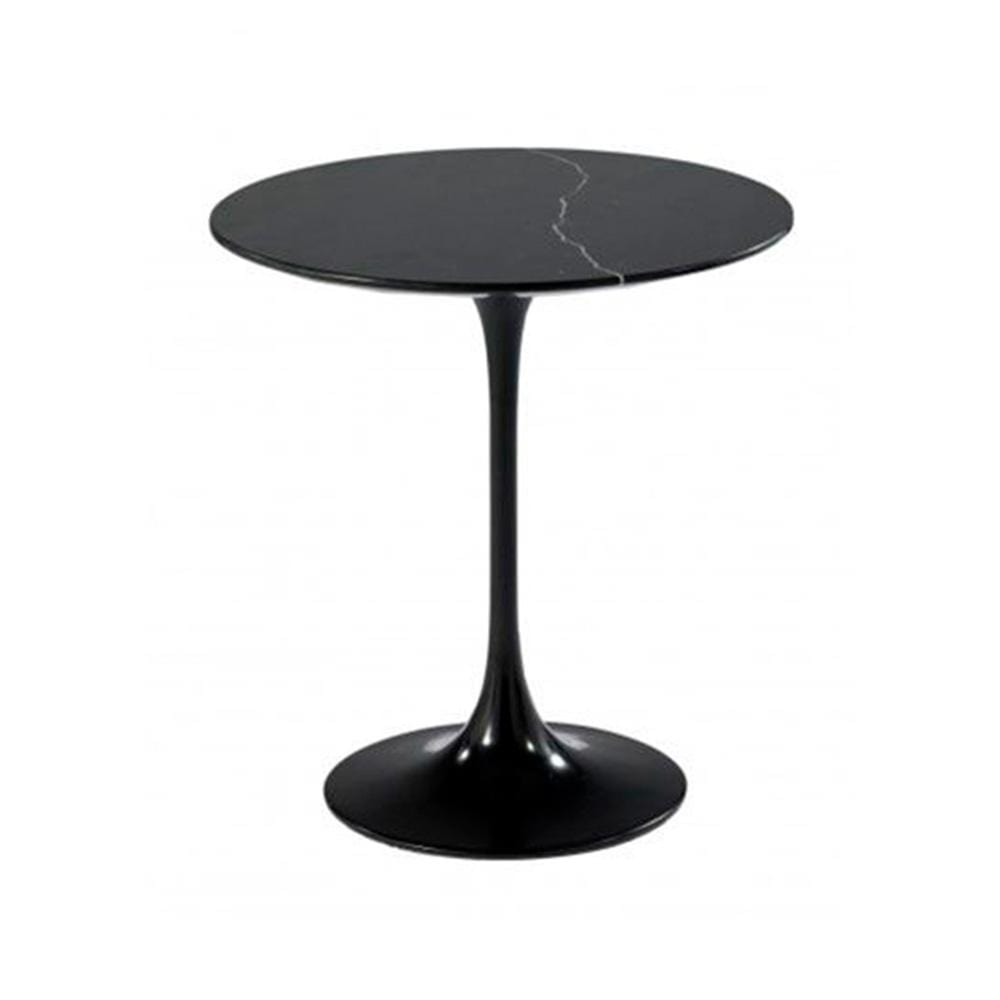 Reproduction Tulipe, table d’appoint ronde, en aluminium et marbre, marbre noir