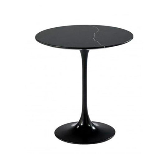 Reproduction Tulipe, table d’appoint ronde, en aluminium et marbre, marbre noir