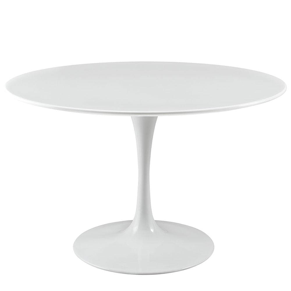 Reproduction Tulipe, table à dîner, en aluminium et mdf, blanc, 47"