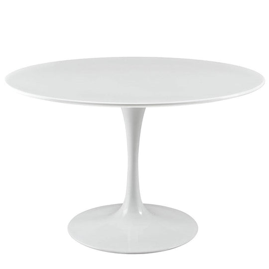 Reproduction Tulipe, table à dîner, en aluminium et mdf, blanc, 47"