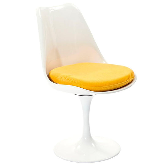 Reproduction Tulipe, chaise à dîner, en polypropylène et tissu, jaune