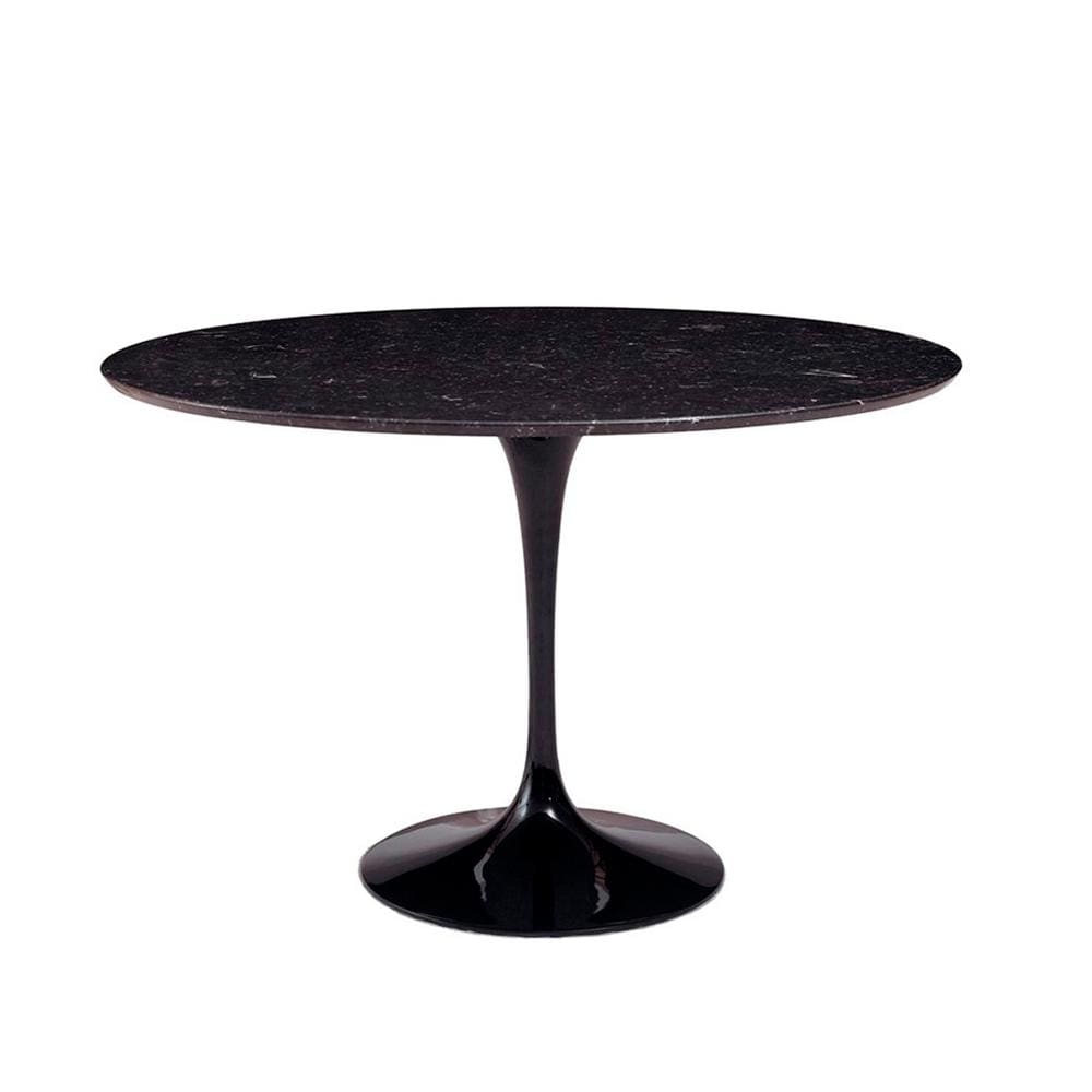 Reproduction Tulipe, table à dîner, en aluminium et marbre, marbre noir, 39"