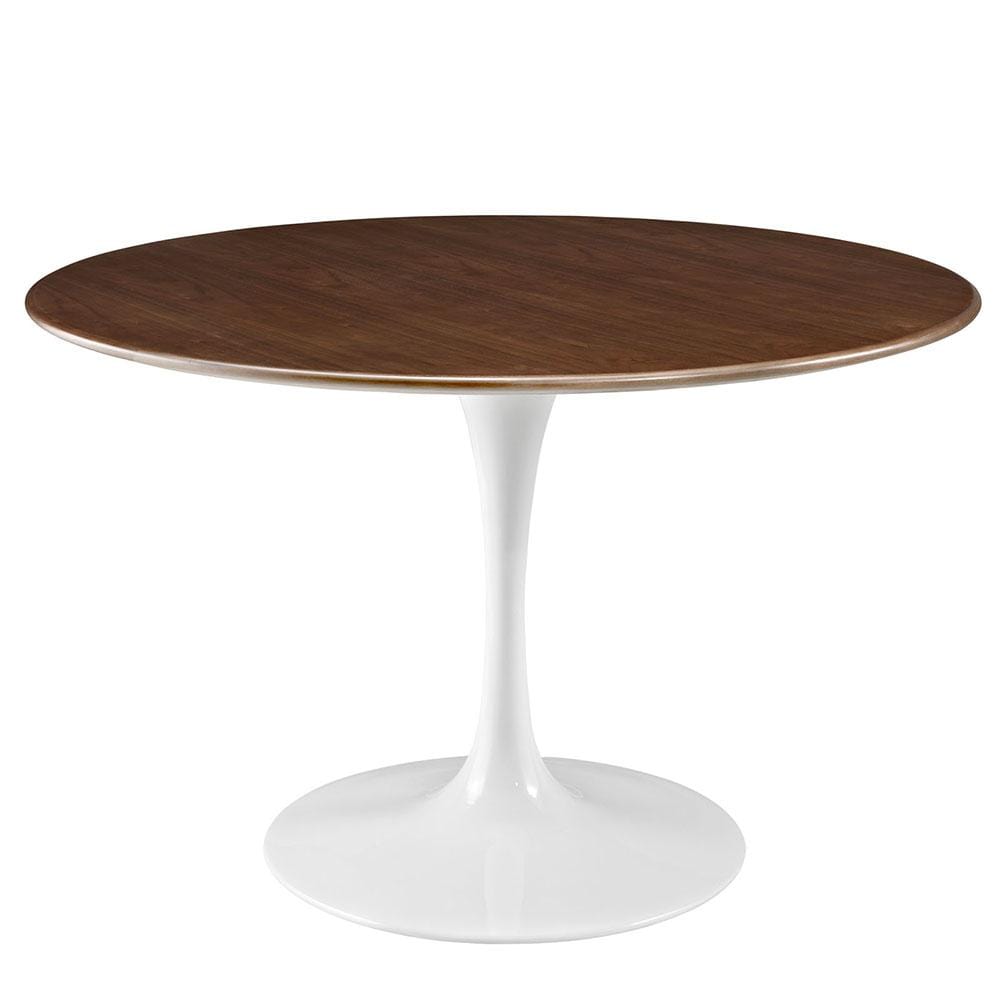 Reproduction Tulipe, table à dîner, en aluminium et bois, noyer, 47"