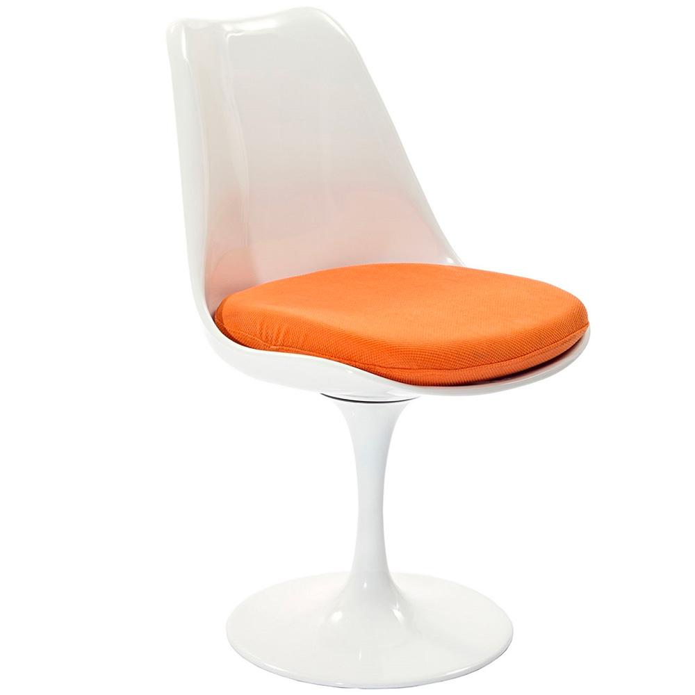 Reproduction Tulipe, chaise à dîner, en polypropylène et tissu, orange