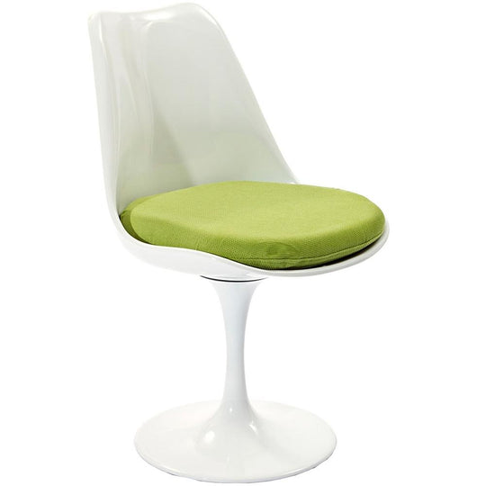 Reproduction Tulipe, chaise à dîner, en polypropylène et tissu, vert