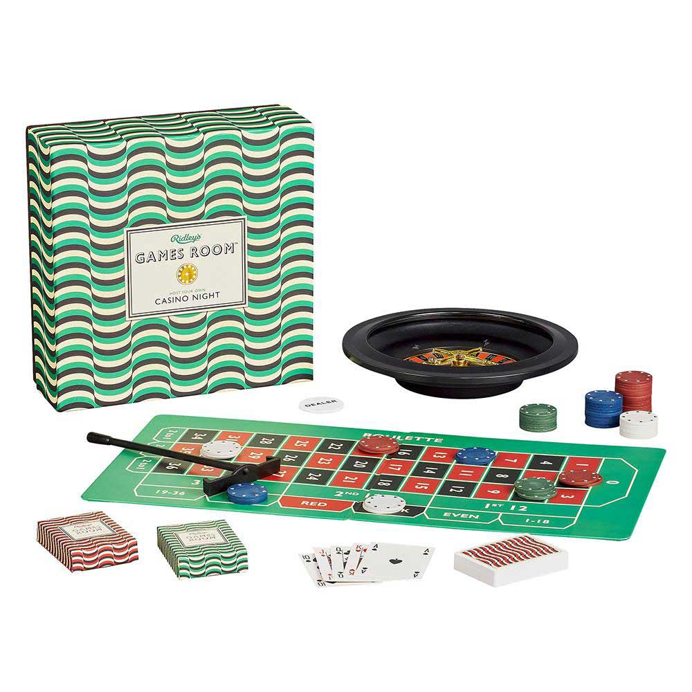 Vivez l'excitation des grands casinos chez vous avec le jeu Casino Night de Ridley's Games. Jouez à Pontoon, Texas Hold'em Poker, et Roulette avec ce coffret complet et authentique.