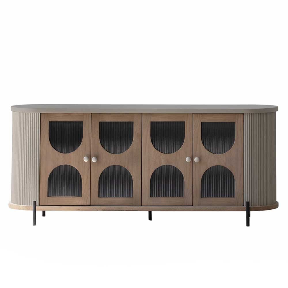 Sélection Nüspace Colosseo, buffet avec 2 portes, en bois de chêne, bouleau, acier et verre, brun