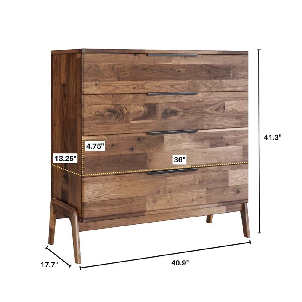 La commode Remix offre une solution de rangement élégante avec ses quatre tiroirs en bois d'acacia. Une combinaison parfaite de praticité et de design pour une chambre organisée et accueillante.