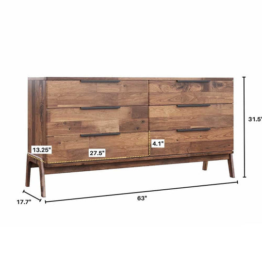 Commode Remix 6 tiroirs : généreuse et esthétique avec son bois d'acacia. Organisation efficace et ambiance apaisante dans votre chambre.