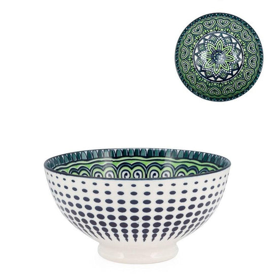 Torre & Tague Kiri, bol coloré, en porcelaine, green mandala / 6ʼʼ