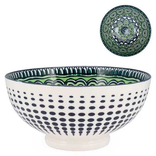 Torre & Tague Kiri, bol coloré, en porcelaine, green mandala / 8ʼʼ