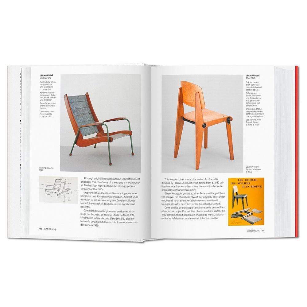 Taschen 1000 Chairs, livre d’art. ce recueil raconte des histoires à travers des informations essentielles sur le créateur et le travail de chaque chaise