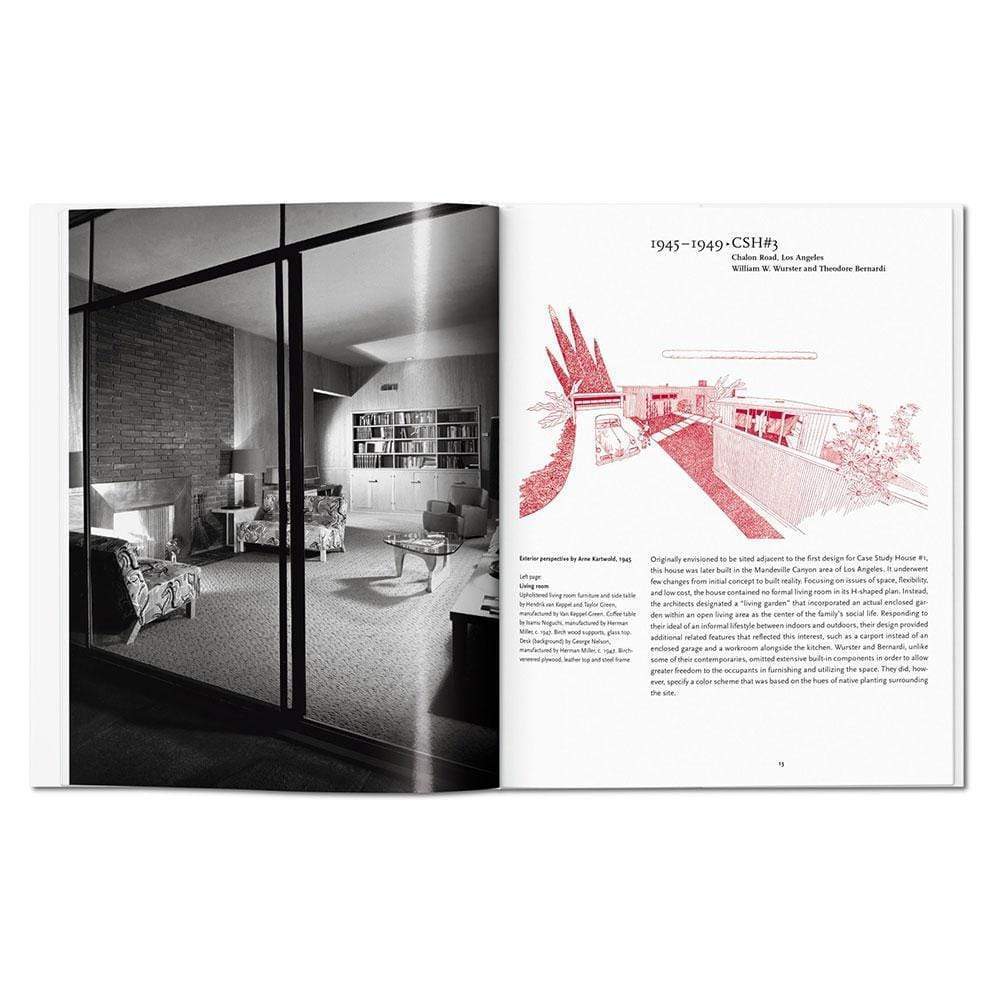 Taschen Case Study Houses, livre d’art. Avec 36 prototypes, le programme Case Study House a créé des paradigmes de vie moderne qui ont étendu leur influence bien au-delà du centre-ville de Los Angeles.