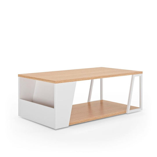 TemaHome Albi, table à café, en bois et métal, chêne / blanc