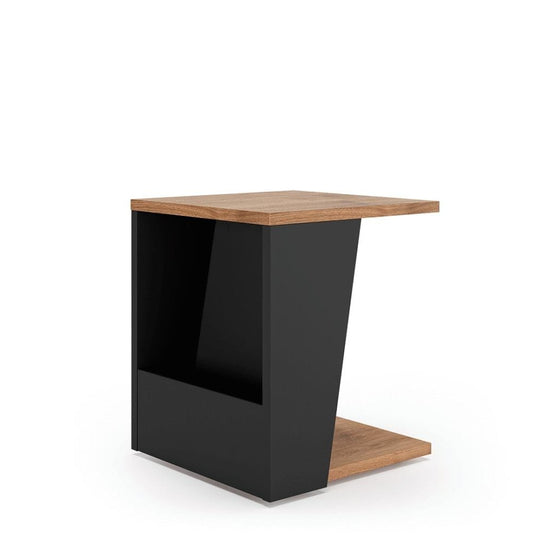 TemaHome Albi, table d’appoint avec rangement, en bois et métal, noyer / noir