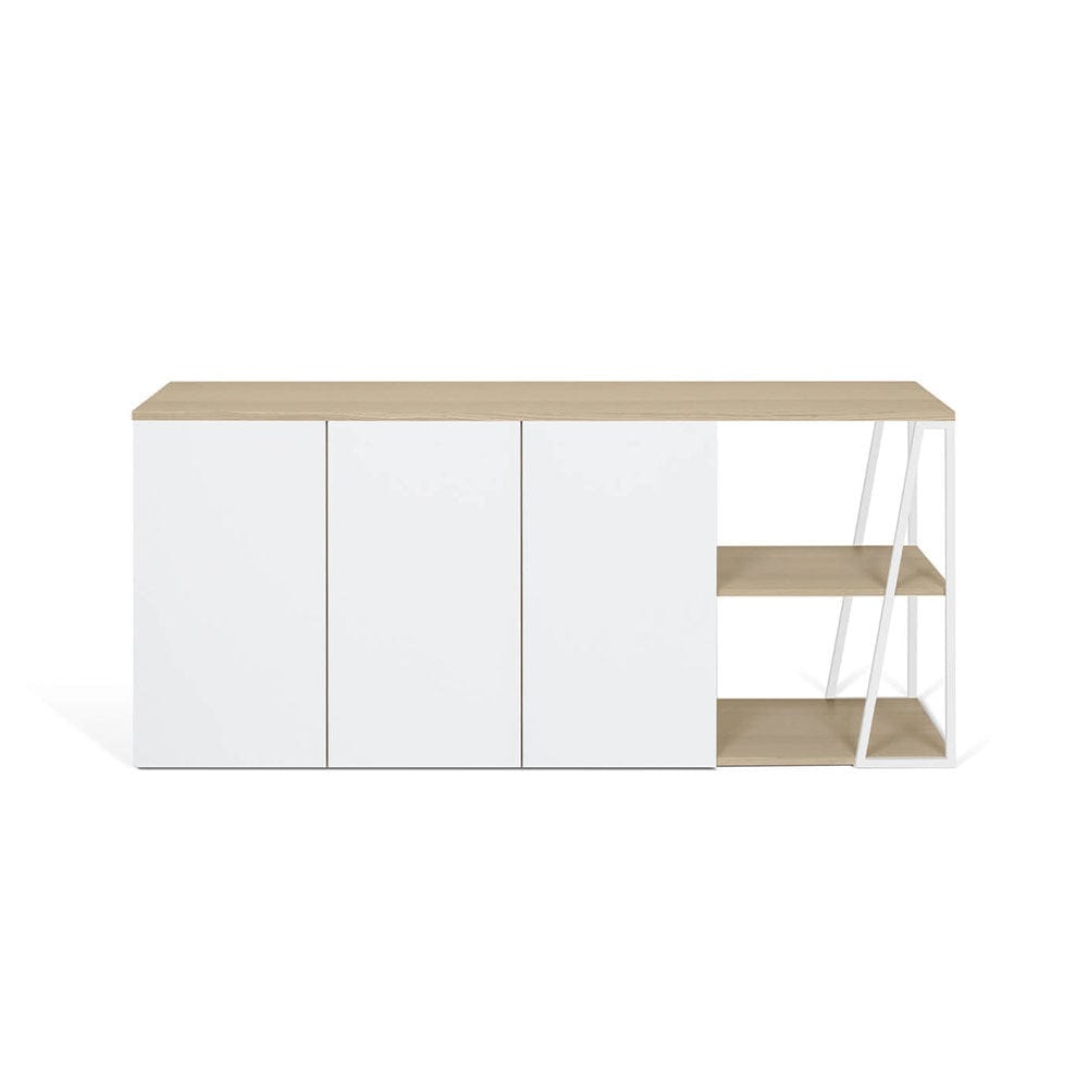 TemaHome Albi, buffet de rangement, en bois et métal, chêne / blanc