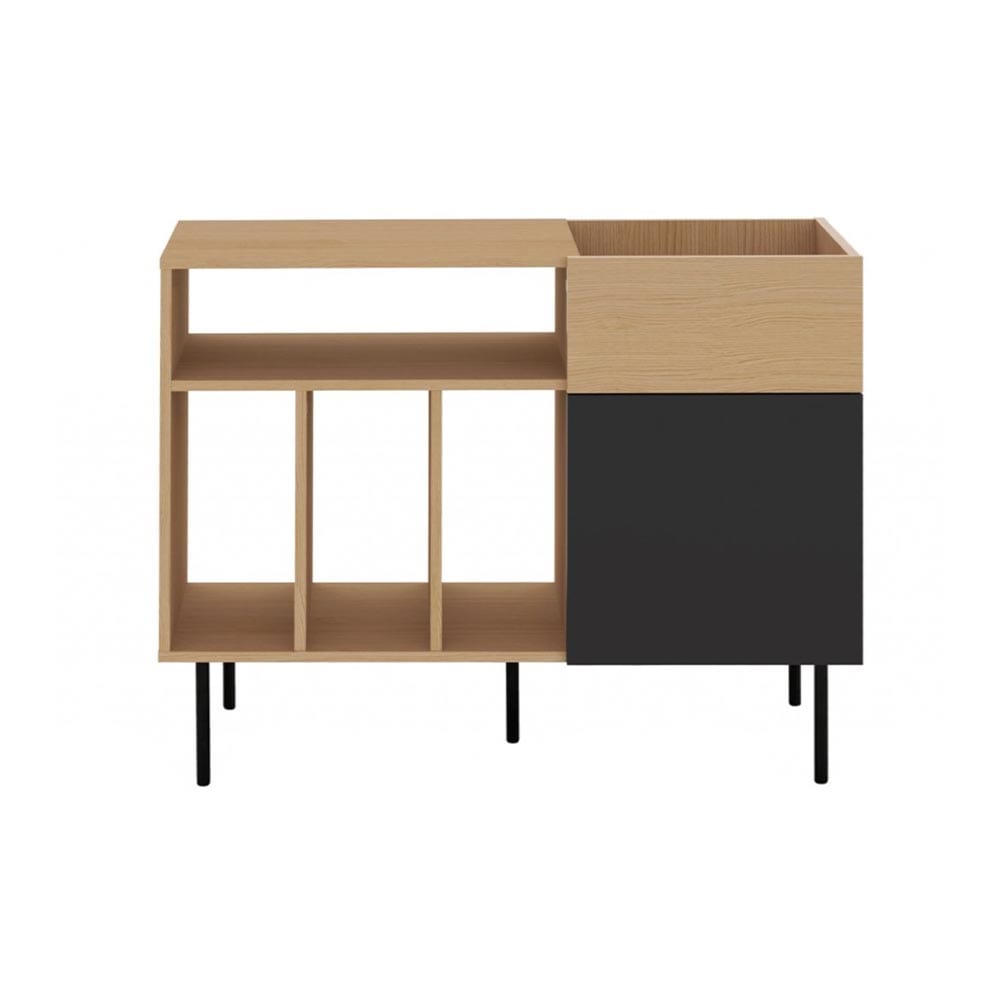 TemaHome Viny, buffet pour platine et vinyle, en bois, chêne / noir