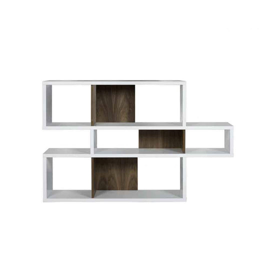 TemaHome London 001, bibliothèque d’une hauteur de 100 cm, en bois, blanc / noyer