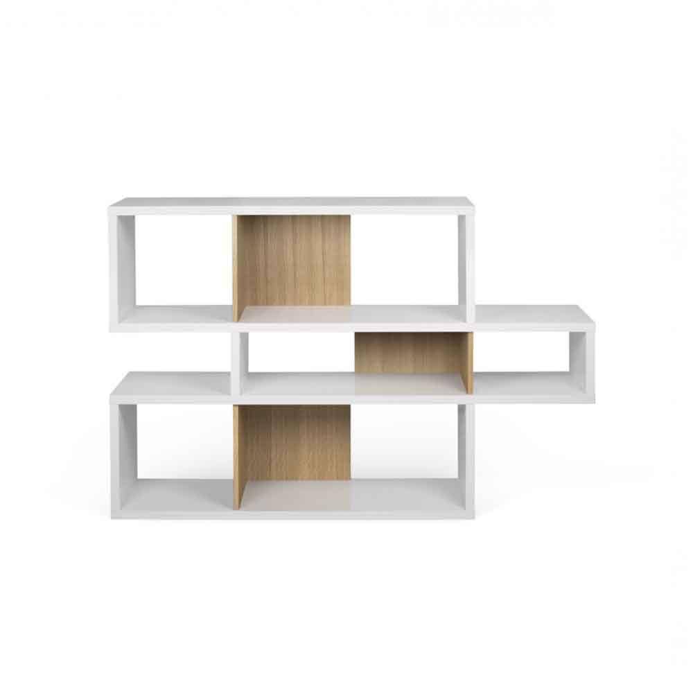 TemaHome London 001, bibliothèque d’une hauteur de 100 cm, en bois blanc / chêne