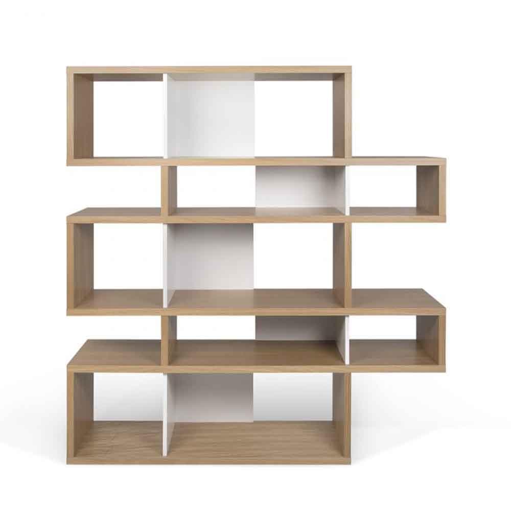 TemaHome London 002, bibliothèque d’une hauteur de 160 cm, en bois, chêne / blanc