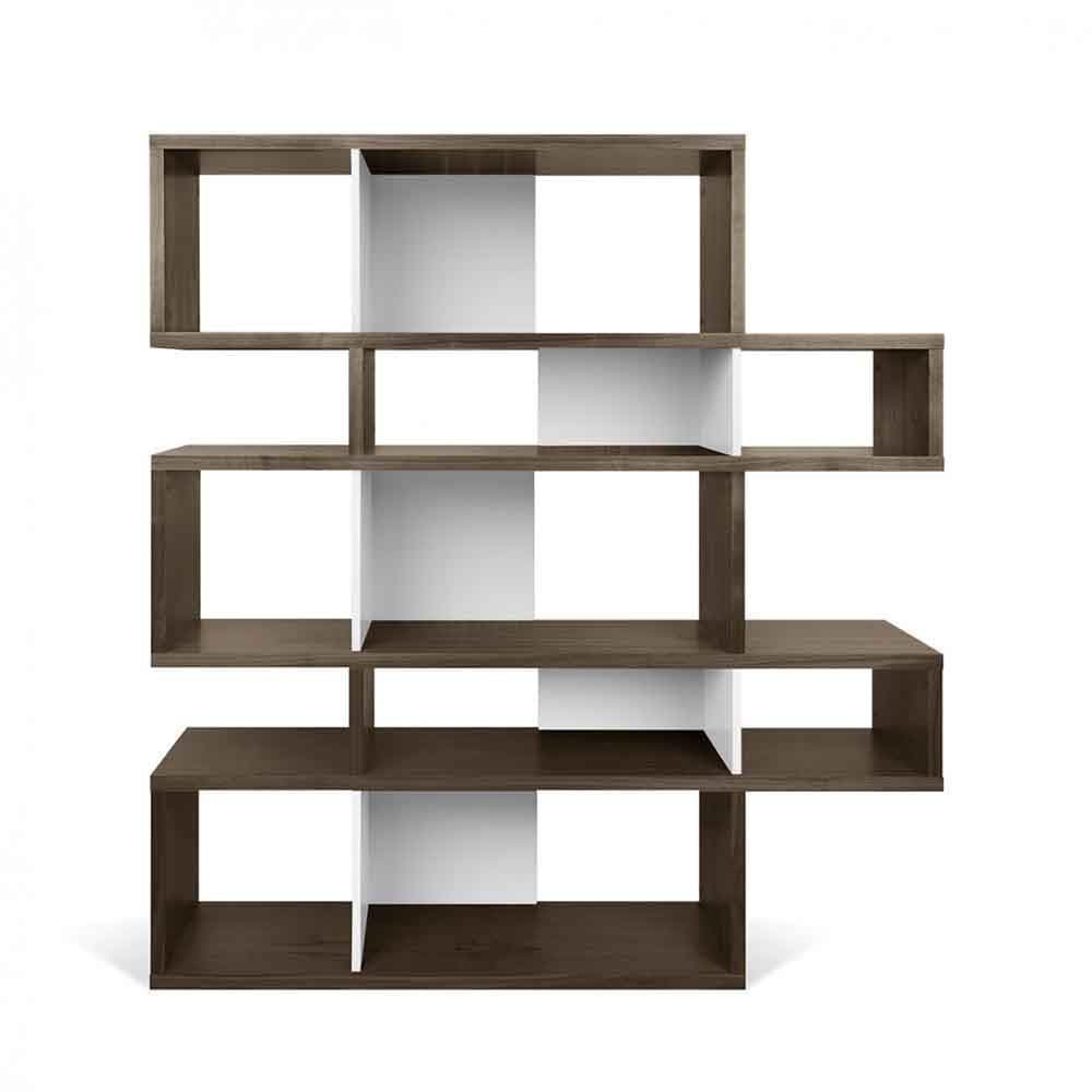 TemaHome London 002, bibliothèque d’une hauteur de 160 cm, en bois, noyer / blanc