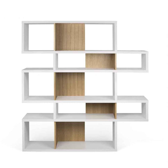 TemaHome London 002, bibliothèque d’une hauteur de 160 cm, en bois, blanc / chêne