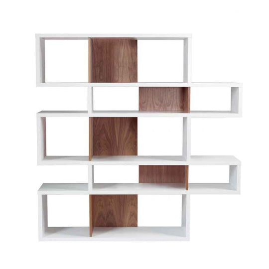 TemaHome London 002, bibliothèque d’une hauteur de 160 cm, en bois, blanc / noyer