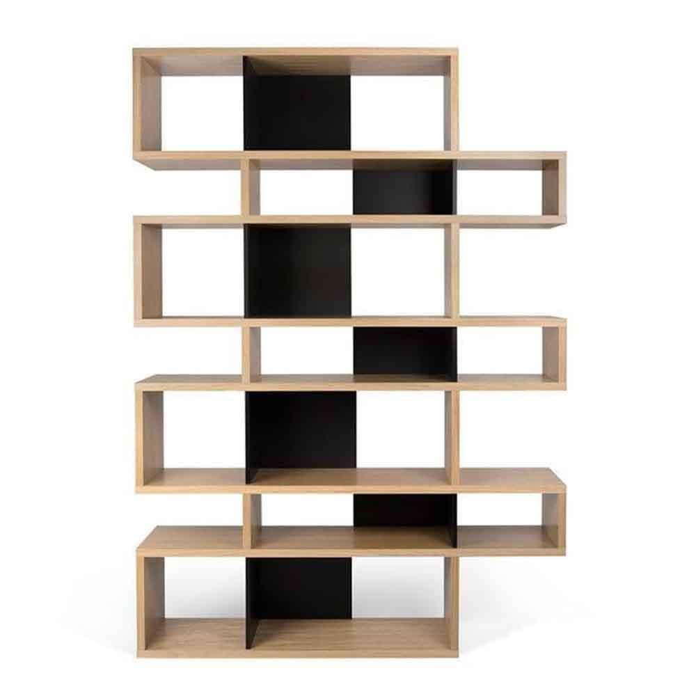 TemaHome London 003, bibliothèque d’une hauteur de 220 cm, en bois, chêne / noir