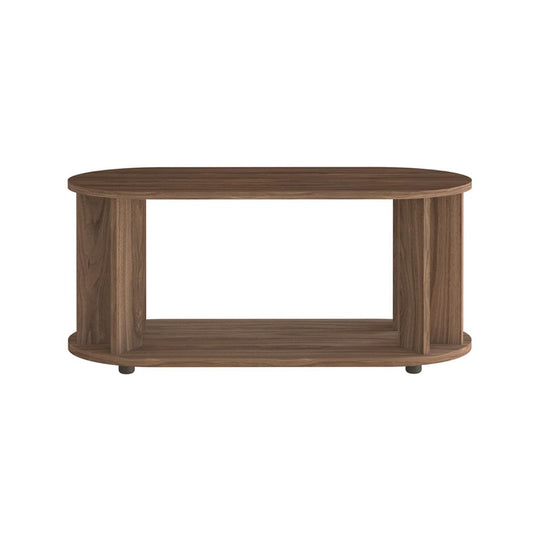 TemaHome Nora, table à café ovale avec rangement pour magazines et livres, en bois, noyer