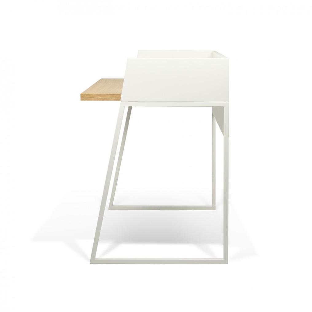 TemaHome Volga, bureau de petite taille, en bois et métal, blanc / chêne