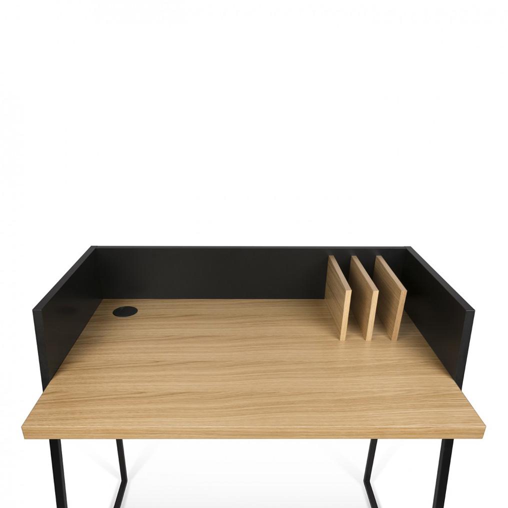 TemaHome Volga, bureau de petite taille, en bois et métal, noir / chêne