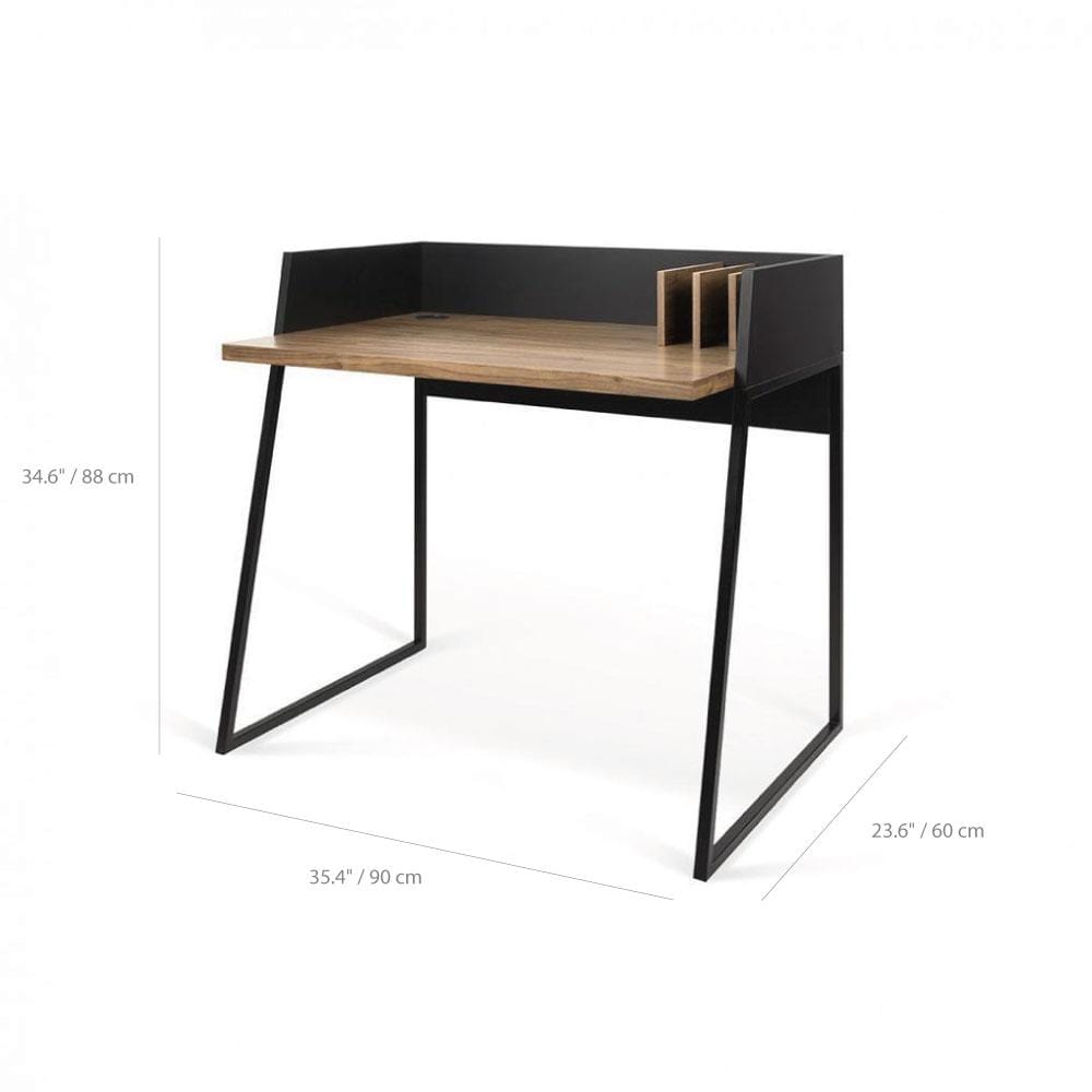 TemaHome Volga, bureau de petite taille, en bois et métal, dimensions