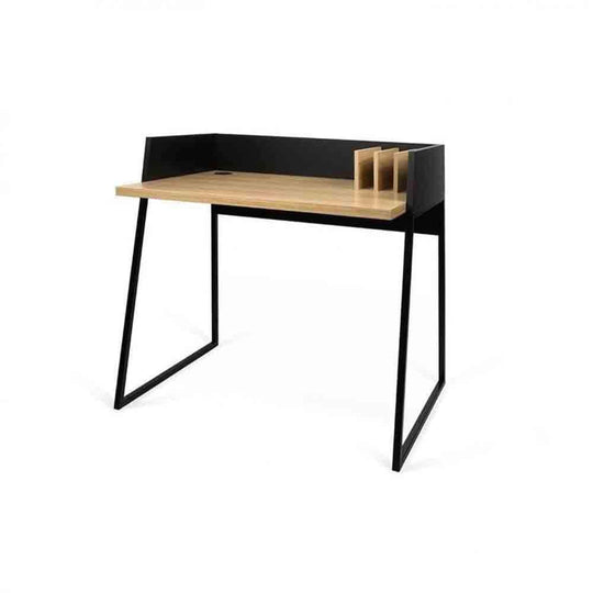 TemaHome Volga, bureau de petite taille, en bois et métal, noir / chêne