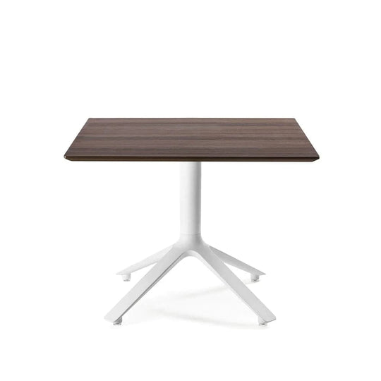 TOOU EEX, table d'appoint, plateau carré, en bois de noyer, base blanche