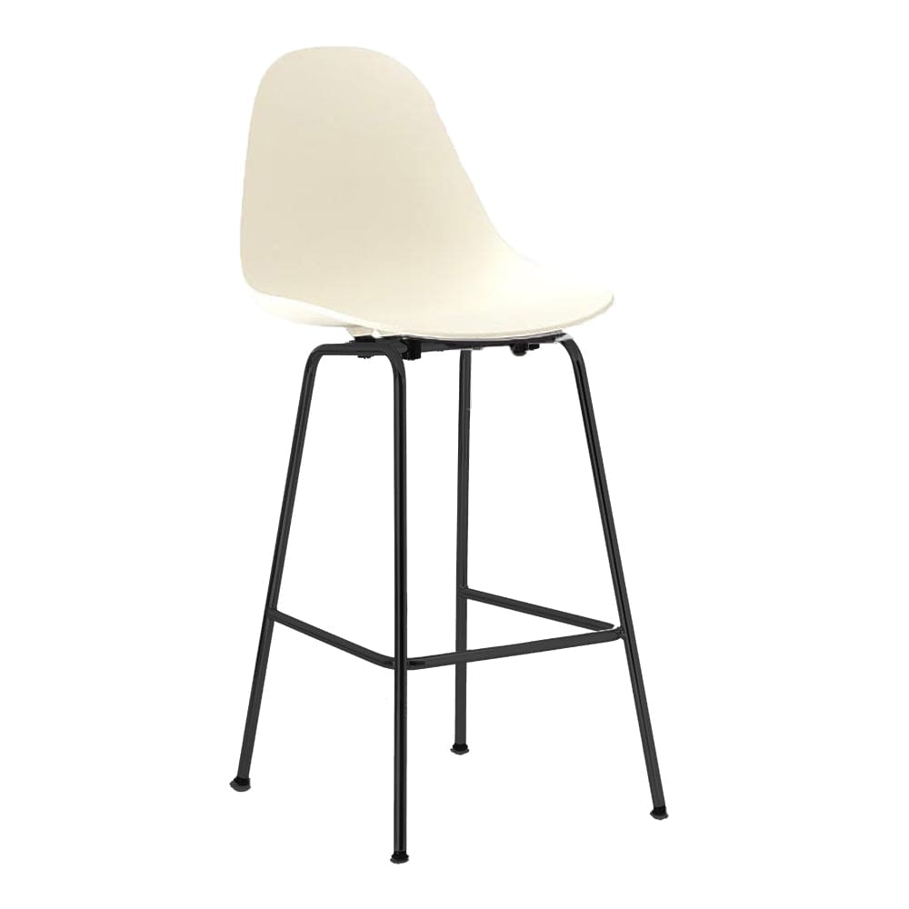 Ta de TOOU Design, tabouret de comptoir d'intérieur avec une assise de 26", base noir, assise crème